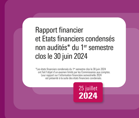 Rapport financier et Etats financiers condensés non audités du 1er semestre clos le 30 juin 2024